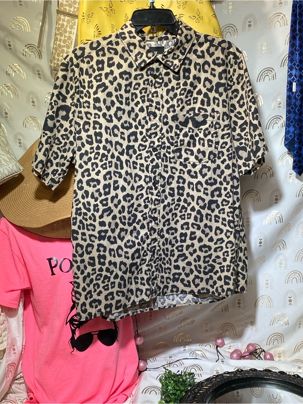 H&M Leopard Print Shirt - Beige & Black